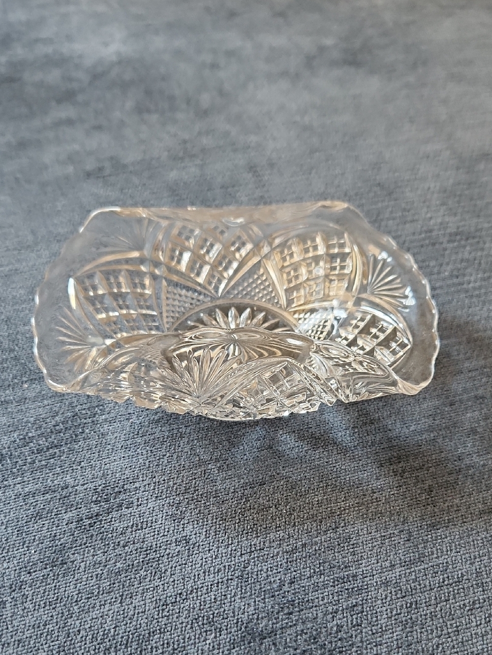 Antique EAPG 5.5" Glass Trinket Dish Tarentu's Virginia - Clear Crystal Pattern
